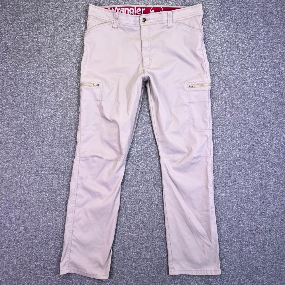 Wrangler Outdoor Pants Mens 36x30 Gray Straight Hiking Stretch Utility Nylon